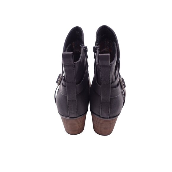 NWOB Korks Heidi Ankle Heeled Bootie Sz 9.5 M Black Faux Leather Buckle - Picture 3 of 9